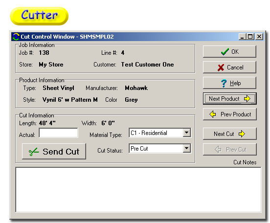 Cutting Machine Interface Program